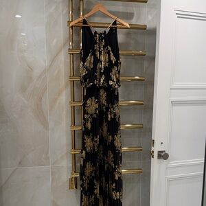 MSK Black and Gold Maxi Dress